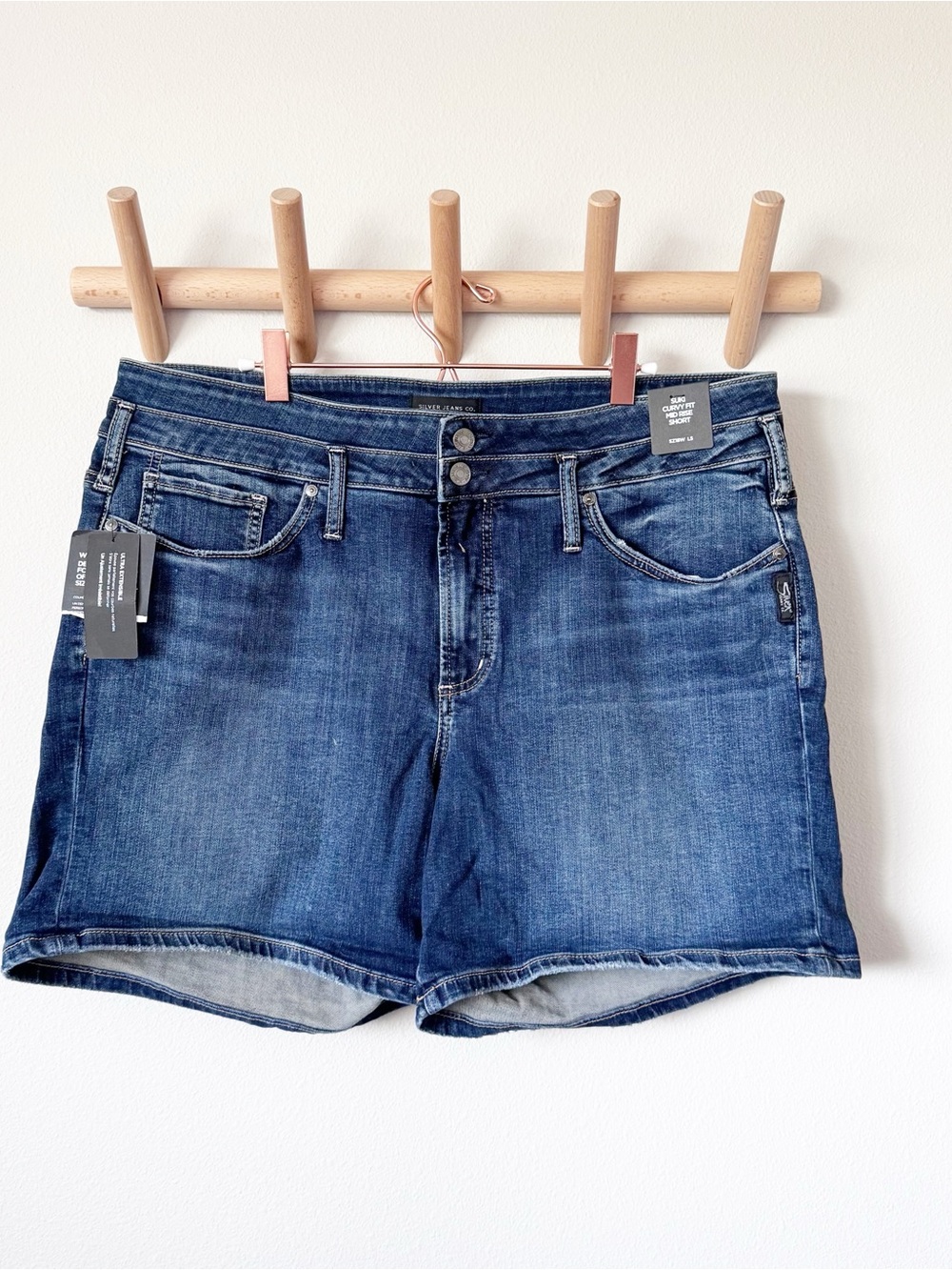 Silver Jeans Dark Blue Denim Mid-Rise Shorts